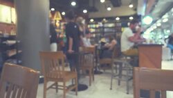 Blurred Bokeh; Variety the people of Lifestyles in Modern Restaurant. Stock Footage