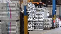 Aluminium parts being forged in a factory News Clip