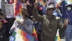 CLEAN : Bolivians march in support of the indigenous 'Wiphala' flag News Clip