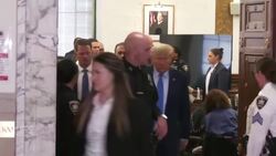 Trump zips his lips in front of reporters News Clip