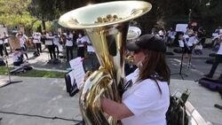 CLEAN : The Israel Philharmonic Orchestra performs outside Knesset in protest of Covid-19 lockdown measures News Clip