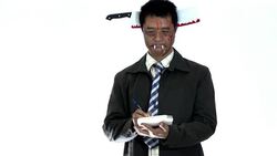 Devil businessman with contract Stock Footage