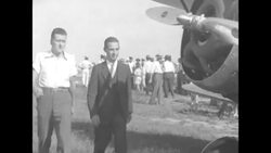 Aviators Jimmy Mattern and Bennett Griffin walk and board plane News Clip