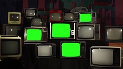 1980S Tvs With Green Screen. Stock Footage