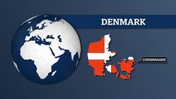 Earth Sphere Map and Denmark Country Map with National Flag Stock Footage