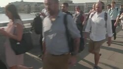 PAN MS Commuters going to work Stock Footage