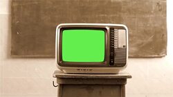 Old Tv Green Screen. Close-Up. Sepia Toned. Stock Footage