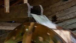 old water mill on creek in village, Germany Stock Footage