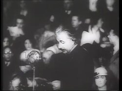 Albert Einstein speech on Individual Liberty at the Royal Albert Hall, London, 1933 Stock Footage