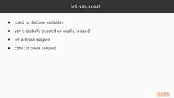 Tips, Tricks, and Techniques for Node.js Development 2.1: Using const and arrow Functions Instructional Video