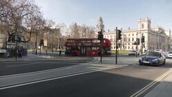 Light traffic travelling through Westminster during the UK Lockdown News Clip