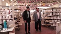 Rishi Sunak meeting staff at a pottery News Clip