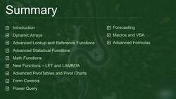 Microsoft Excel 2021365 - Beginner to Advanced - Section Summary - 3 Instructional Video