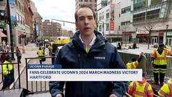 'The champs are here.' Around 60,000 pour into Hartford for UConn Huskies victory parade News Clip