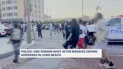 Police: 1 person shot, 2 people in custody after massive crowd disperses in Long Beach News Clip