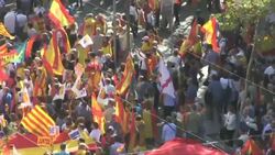 CLEAN : Anti-separatist demonstrators rally in Barcelona News Clip