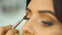 Beautiful young girl in a beauty salon Stock Footage