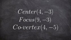 How to write the equation of an ellipse given the center, focus and co vertex Instructional Video