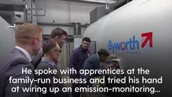 Rishi Sunak helps wire up boiler emissions device on visit to West Yorkshire News Clip