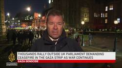 Thousands rally calling for ceasefire in Gaza in London. News Clip