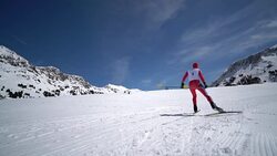 4K cross-country skiing video man skating Stock Footage