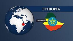 Earth Sphere Map and Ethiopia Country Map with National Flag Stock Footage