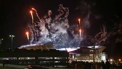 Fireworks Over FirstEnergy Stadium After Cleveland Browns' First Win Since 2016 Stock Footage