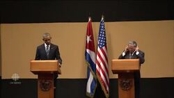 Obama and Castro official meeting in Havana News Clip