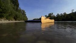 Canoes on river Salzach in summer Stock Footage