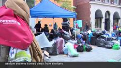 Refugees forced to sleep outside after arriving in Canada News Clip