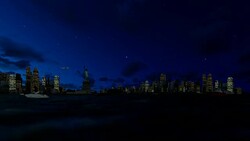 Statue of Liberty and Manhattan at night, New York City against starry sky, 4K Stock Footage
