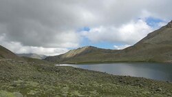 View lake scenes in mountains, national park Dombai, Caucasus, Russia, Europe Stock Footage
