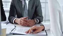 Unrecognizable Business People Communicating at Meeting Stock Footage