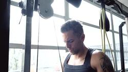 Man lifting weights Stock Footage