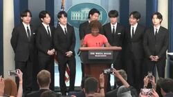 CLEAN : South Korean band BTS attends White House press briefing before meeting with Biden News Clip