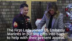 Melania Trump entertained by school choir on Salvation Army centre visit News Clip