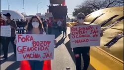 CLEAN : People protest in Brasilia against president Jair Bolsonaro News Clip