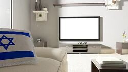 Couch and TV With Flag of Israel Stock Footage