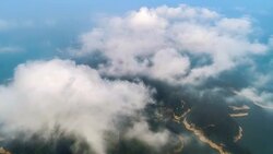 Aerial View Of The Island In Fog Stock Footage