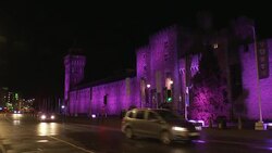 Cardiff Castle purple for Holocaust Memorial Day News Clip
