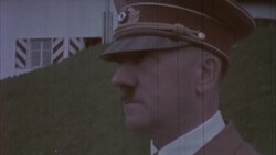 Close up of Adolf Hitler in colour. Looking ahead. Not talking. Stock Footage