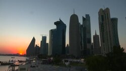 The Doha skyline at sunset News Clip