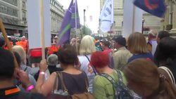 1000s protest in London calling for UK Government to take more action to combat the cost of living crisis engulfing the country News Clip