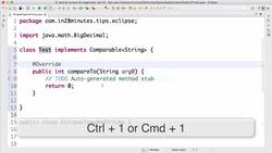 Java Programming for Complete Beginners - Java 16 - Eclipse Tip - Ctrl or Cmd + 1 Instructional Video