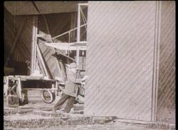 Early aircraft model in hangar, the Wright Brothers, 1900s Stock Footage