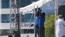 Barbados Republic ceremony stage being set up News Clip