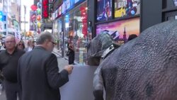 CLEAN : Frankie the Dino roars for decarbonization in Times Square amid UN General Assembly News Clip