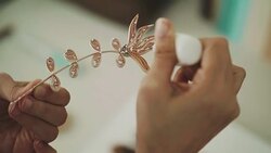 Artist hand making flower paper craft gift Stock Footage