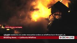 130,000 residents are under evacuation orders as wildfires burn through L.A. News Clip