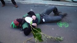 CLEAN : Climate activists in Paris protest against Casino supermarket chain over deforestation News Clip
